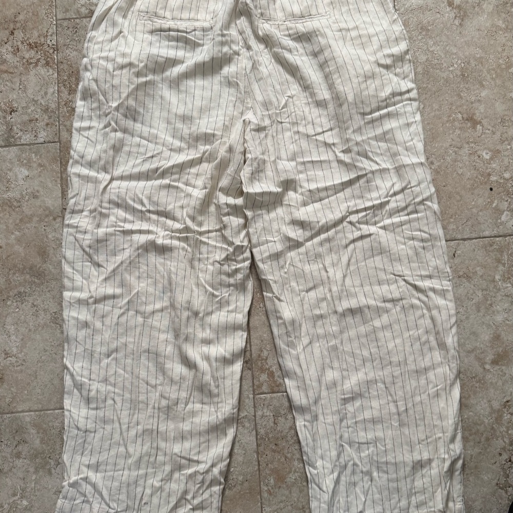 Striped White Linen Pants - Picture 2 of 4